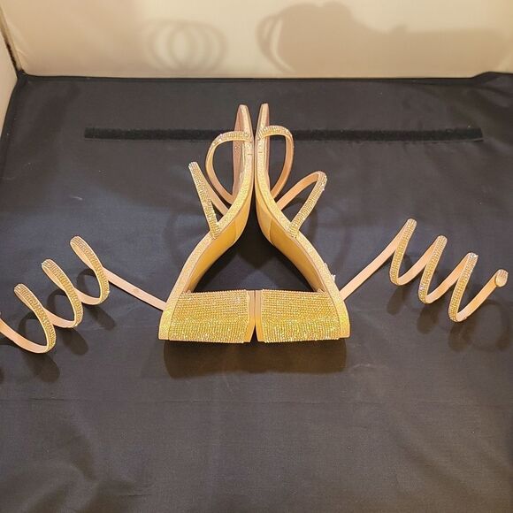 BRAND NEW DELICACY RHINESTONE DIAMOND CHUNKY HEEL PLATFORM SANDAL - Picture 7 of 15